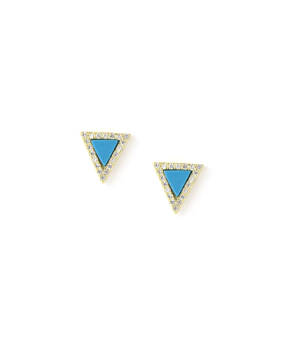 Blue Enamel Triangle Studs