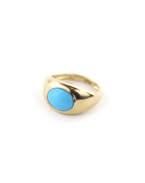 14K Gold Domed Turquoise Ring