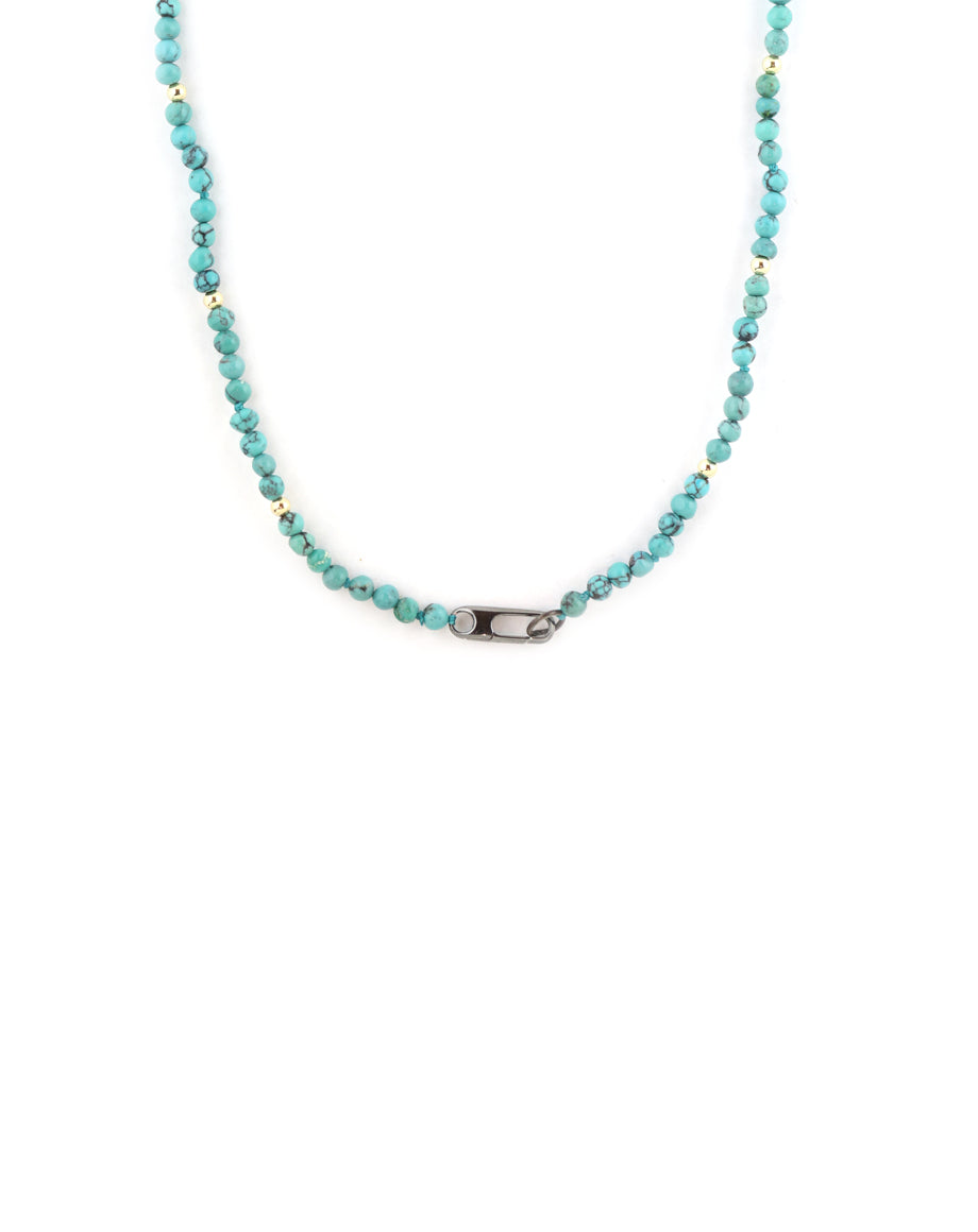 Mini Gemma Lock Necklace: Turquoise