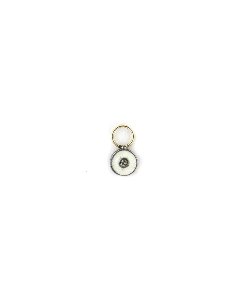 Mini Silver White Enamel Circle Ear Charm