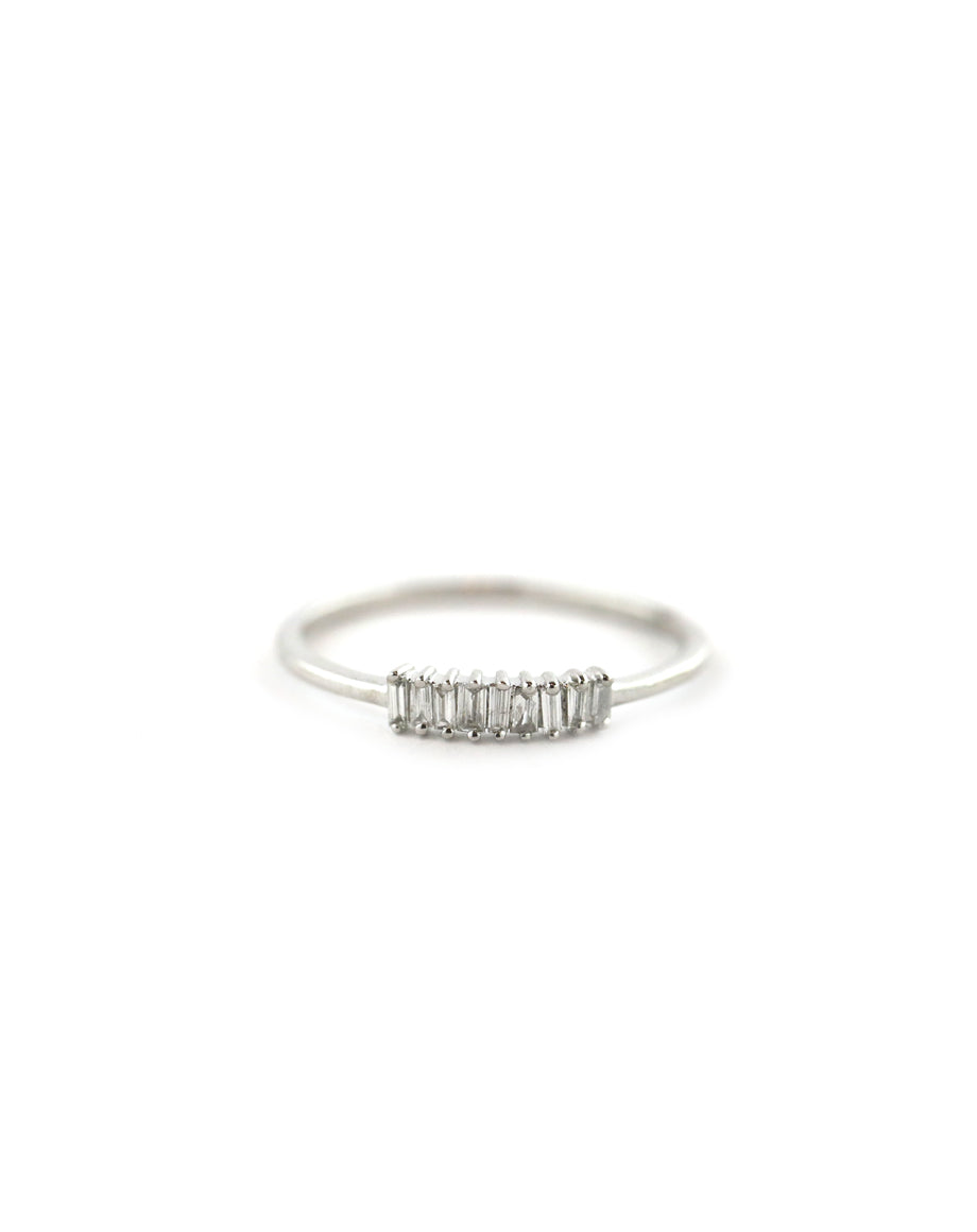 14K White Gold Vertical Baguette Diamond Ring